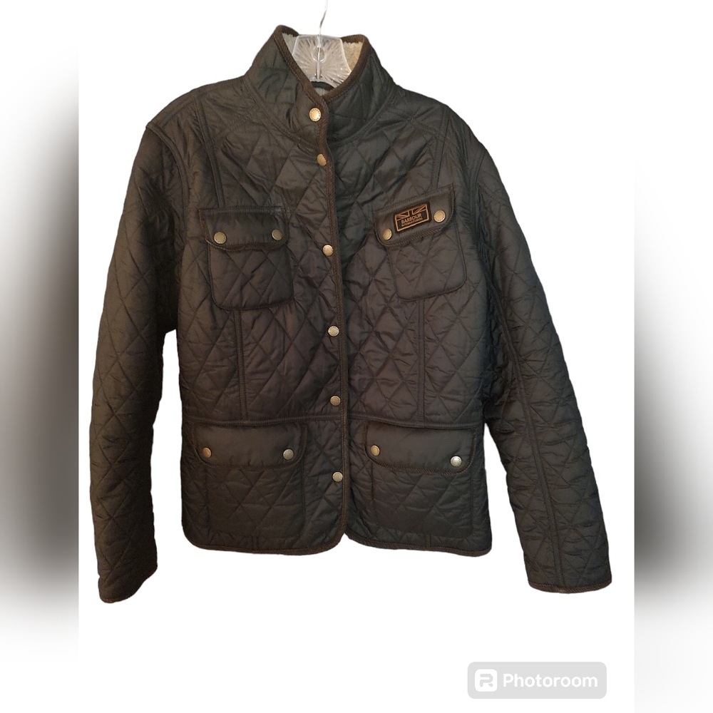 Barbour Winter Vintage International Quilted Green Jacket polartec Fleece Lined